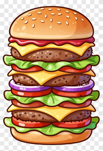 Cartoon Hamburger With Multiple Layers PNG