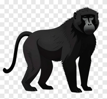 Cartoon Black Baboon PNG