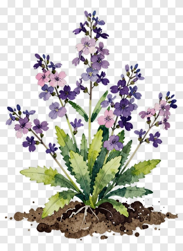 Colorful Flower Plant With Purple And Pink Blooms PNG