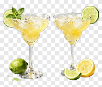 Cocktail Glasses With Lime And Lemon PNG