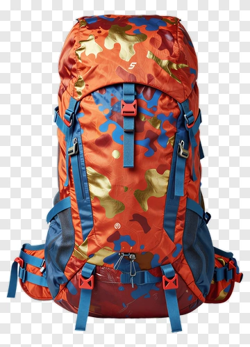 Colorful Backpack With Camo Design PNG