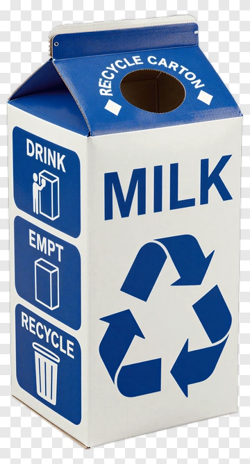 Milk Carton With Recycling Instructions PNG