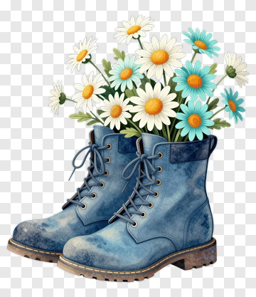 Boots Filled With Flowers PNG