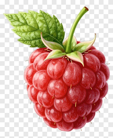 Realistic Red Raspberry With Leaf PNG