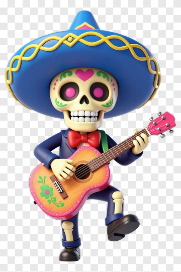 Cartoon Skeleton Playing Guitar PNG