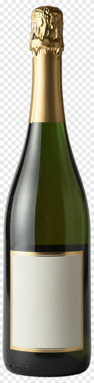 Champagne Bottle With Gold Foil And Blank Label PNG