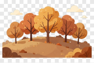 Colorful Autumn Trees On A Hill PNG