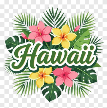 Hawaii Floral Design With Tropical Leaves And Flowers PNG