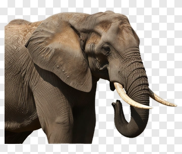 Realistic Elephant With Tusks PNG