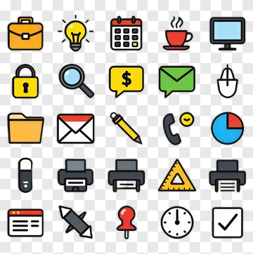 Flat Office Icons Collection PNG