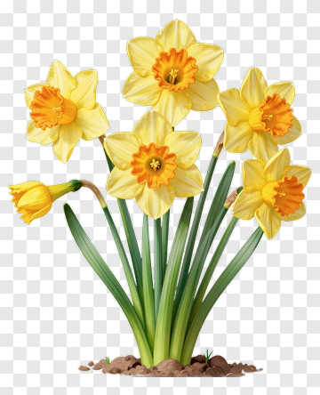 Colorful Daffodil Flowers PNG