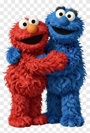 Elmo And Cookie Monster Hugging PNG