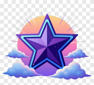 Colorful Star With Clouds And Sunset Background PNG