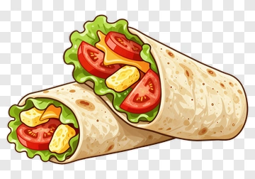 Delicious Burrito With Fresh Vegetables PNG