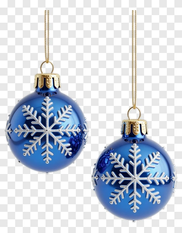 Blue Christmas Ornaments With Snowflake Designs PNG