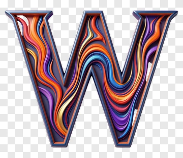 Colorful Letter W With Swirling Design PNG