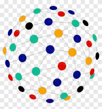 Colorful Network Of Connected Dots PNG