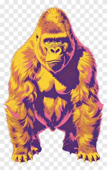Colorful Gorilla Illustration PNG