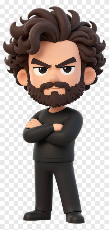 3D Cartoon Man With Crossed Arms PNG