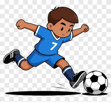 Cartoon Boy Kicking A Soccer Ball PNG