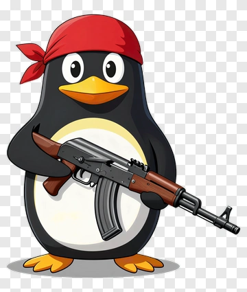 Cartoon Penguin Holding A Gun PNG