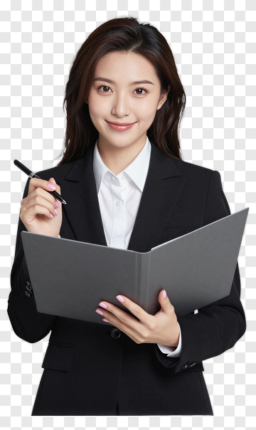 Businesswoman Holding A Folder And Pen PNG