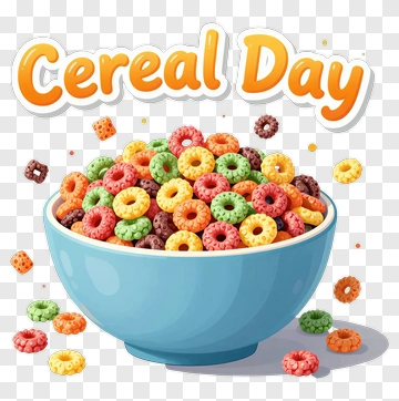Cereal Day Bowl Of Colorful Cereal PNG