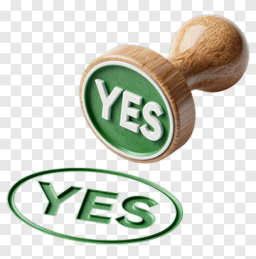 Wooden Stamp With Yes Impression PNG