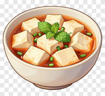 Bowl Of Tofu In Spicy Sauce PNG