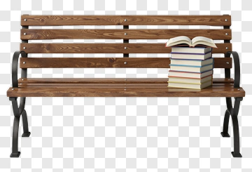 Wooden Bench With Stack Of Books PNG