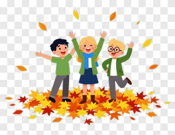 Children Playing In Autumn Leaves PNG