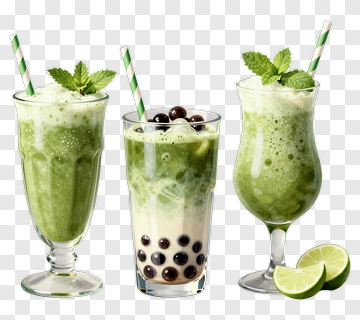 Green Bubble Tea Drinks With Mint And Lime PNG