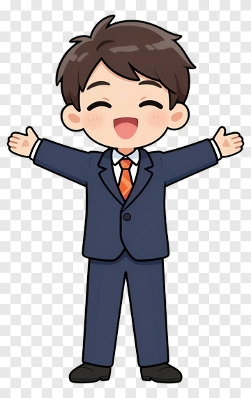 Cartoon Businessman With Open Arms PNG