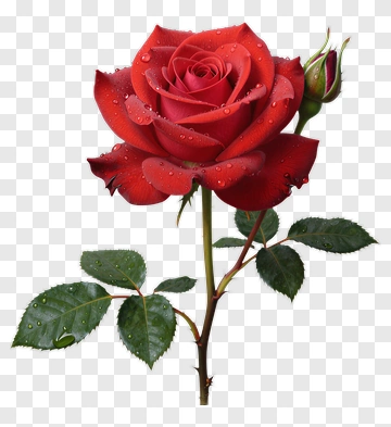 Red Rose With Dew Drops PNG