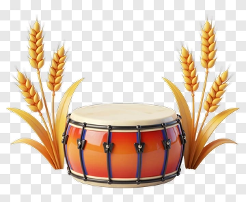 Colorful Drum Surrounded By Wheat PNG
