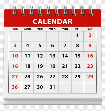 Calendar With Days Of The Month PNG