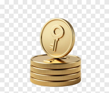 Gold Coins With Key Symbol PNG