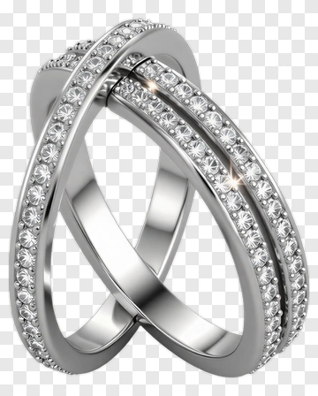 Elegant Silver Ring With Diamonds PNG