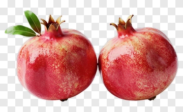 Red Pomegranates With Green Leaves PNG