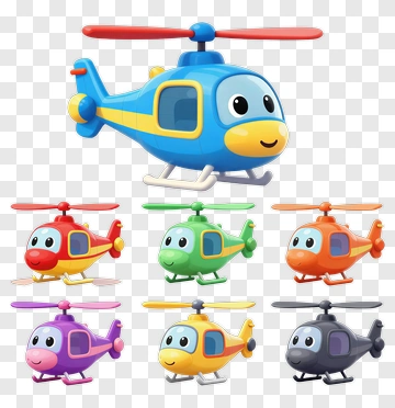Colorful Cartoon Helicopters PNG