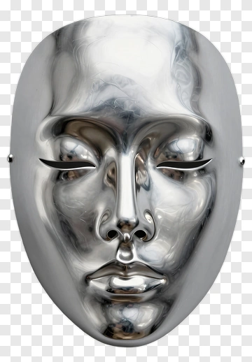 Silver Mask With Smooth Features PNG