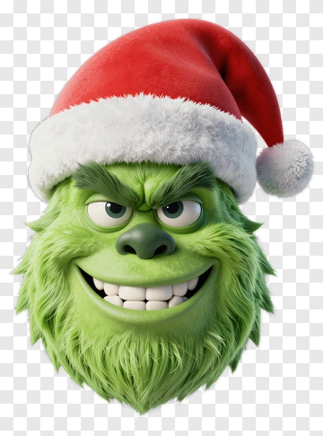 Cartoon Grinch Wearing A Santa Hat PNG