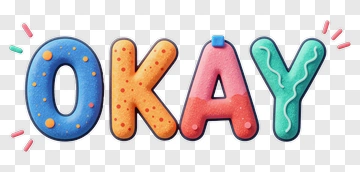 Colorful Okay Text Design PNG