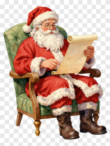 Santa Claus Reading A Letter PNG
