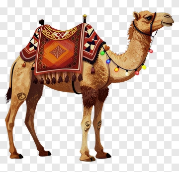 Decorative Camel With Colorful Blanket PNG