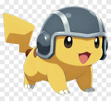 Cartoon Pikachu Wearing A Helmet PNG