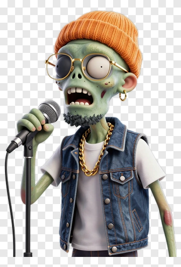 Zombie Rapper Holding A Microphone PNG
