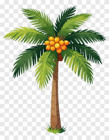 Colorful Palm Tree With Fruits PNG