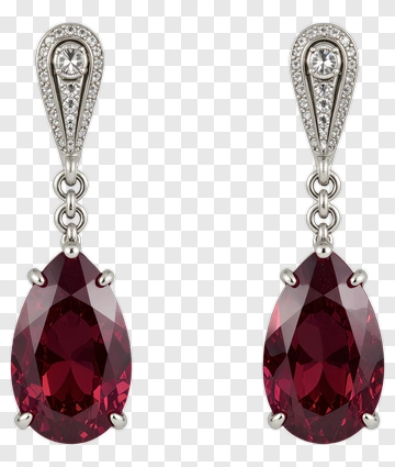 Elegant Ruby Drop Earrings PNG