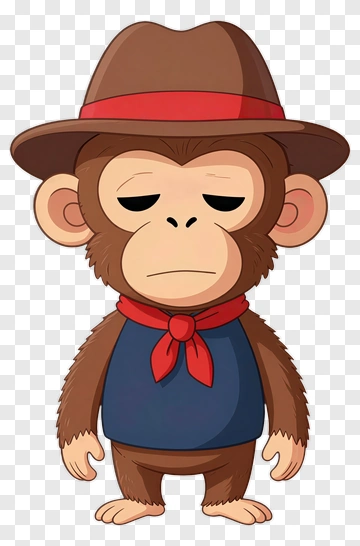 Cartoon Monkey Wearing A Hat PNG
